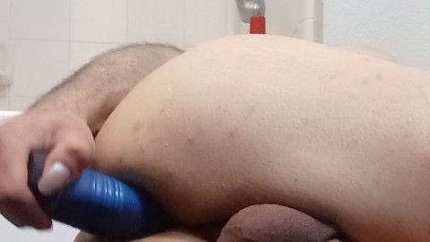 Fucking myself on shower floor with favorite dildo