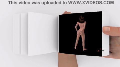 Flipbook animation of a cute girl posing sexy pose