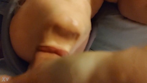 Sexy Big Tits Sucks Dick On Her Back