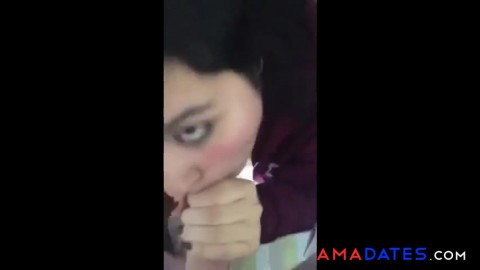 College girl sucks cock and gets a huge load on her face