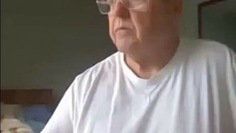 old man jerking his big dick