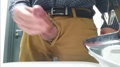 Little cock daddy wank at work with big cum spurt 2