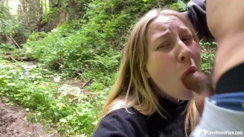 Girlfriend gets a facial in the woods