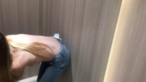 During shopping, a thin girl sucked my dick in the fitting room