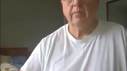 old man jerking his big dick