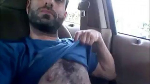 Pajote de barbudo peludo en el coche