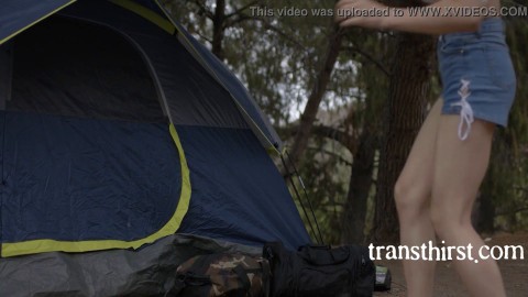 Who knew camping with a tranny would be SO much fun shemale fucks female