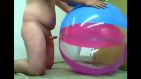 Daddy Plays with Inflatable Beach Ball Sex Toy