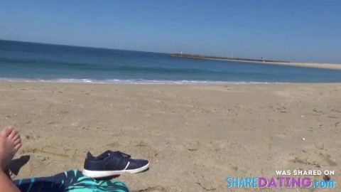 Big-Titted Brunette Teen Amateur Couple Having Hardcore Sex on the Beach