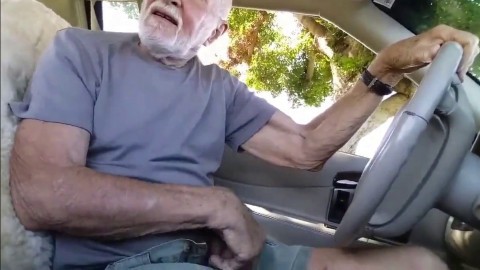 Grandpa Sucks Outdoors in His Car